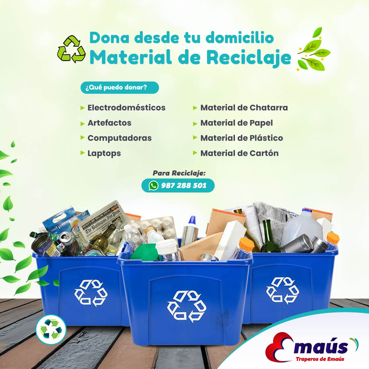 Traperos de Emaús Dona material de Reciclaje